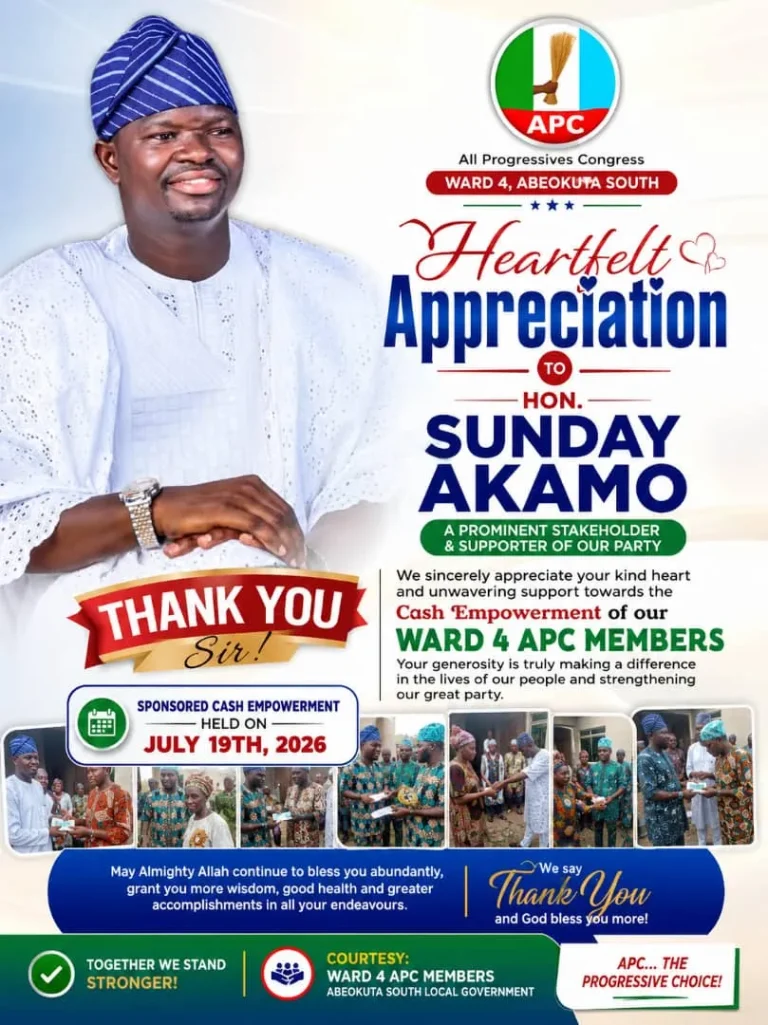 Akamo Empowers APC Members with Cash Support, Backs YAYI 2027 Grassroots Mobilisation