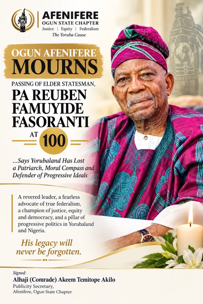 Ogun Afenifere Mourns Pa Fasoranti, Says Yorubaland Has Lost Patriarch at 100